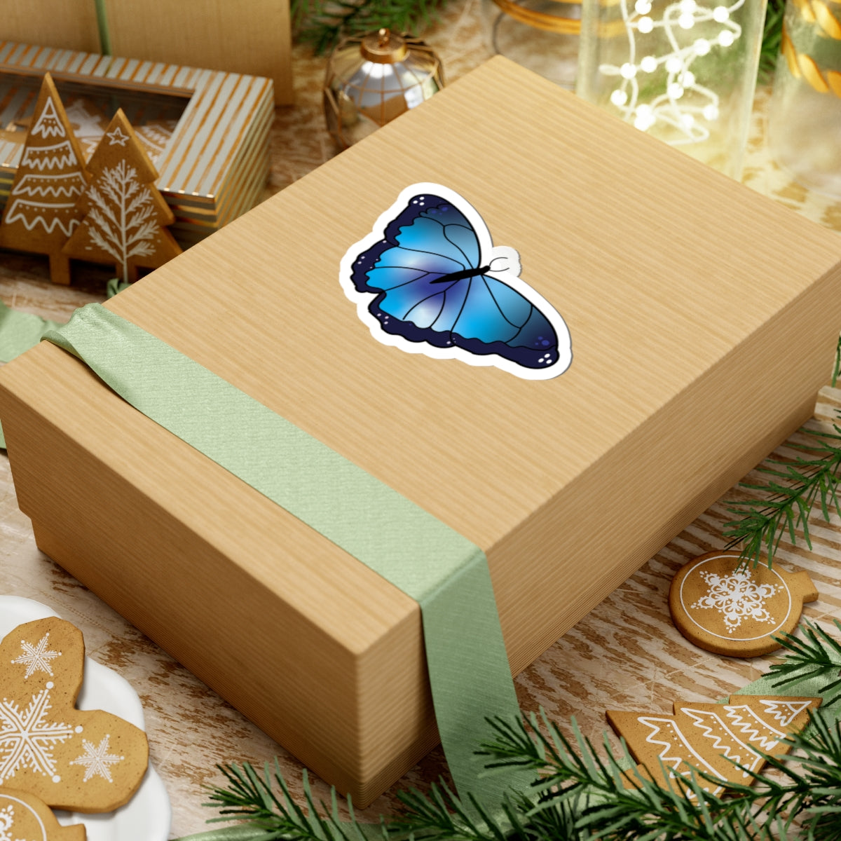 Blue Butterfly Kiss-Cut Sticker