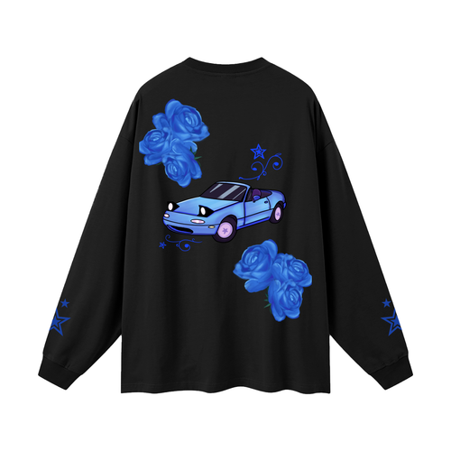 Oversized Unisex Blue Rose MIATA Long Sleeve T-Shirt