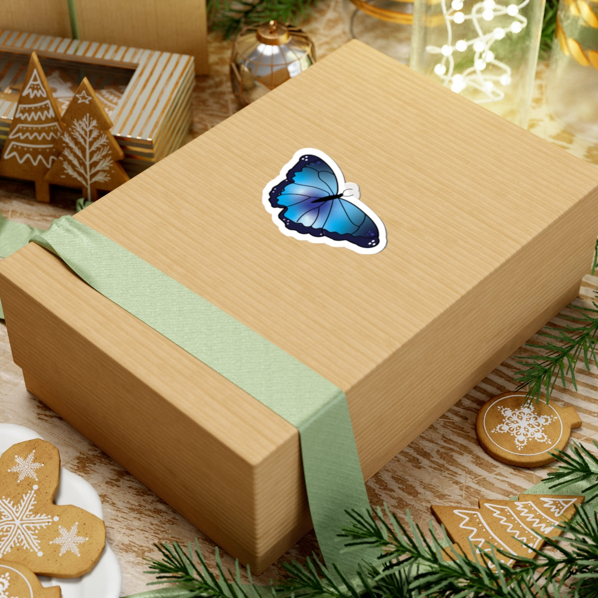 Blue Butterfly Kiss-Cut Sticker